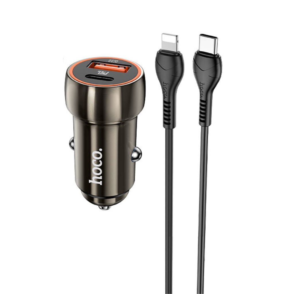 Hoco Z46A Blue Whale Car Charger with PD20W and QC3.0 Fast Charging