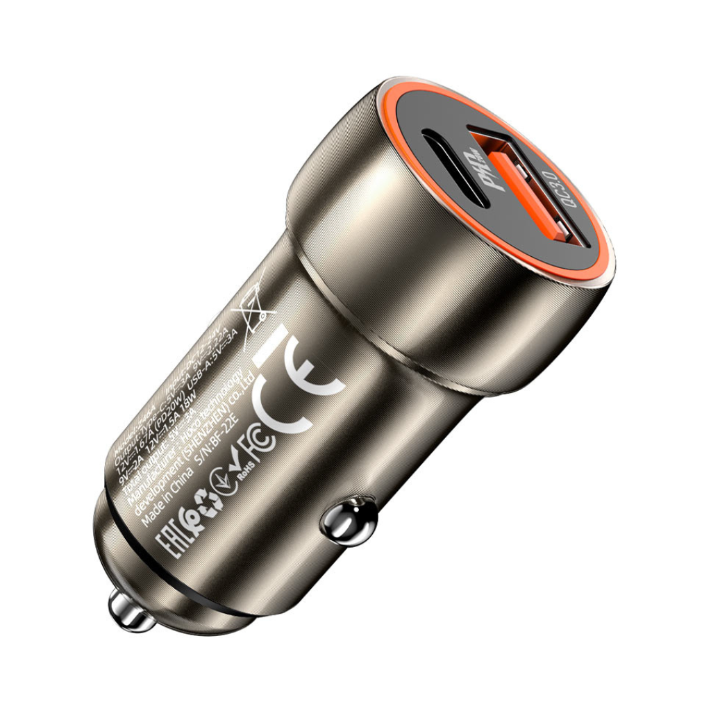 Hoco Z46A Blue Whale Car Charger with PD20W and QC3.0 Fast Charging